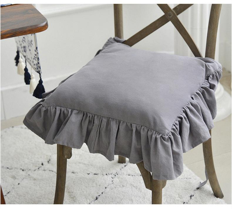 2PCS Customizable Princess Frill Cotton Chair Cushion Cover,Ruffles Seat Mat Cover,Flouncing Dinning Chair Pat Decor - Provence Home Living Store