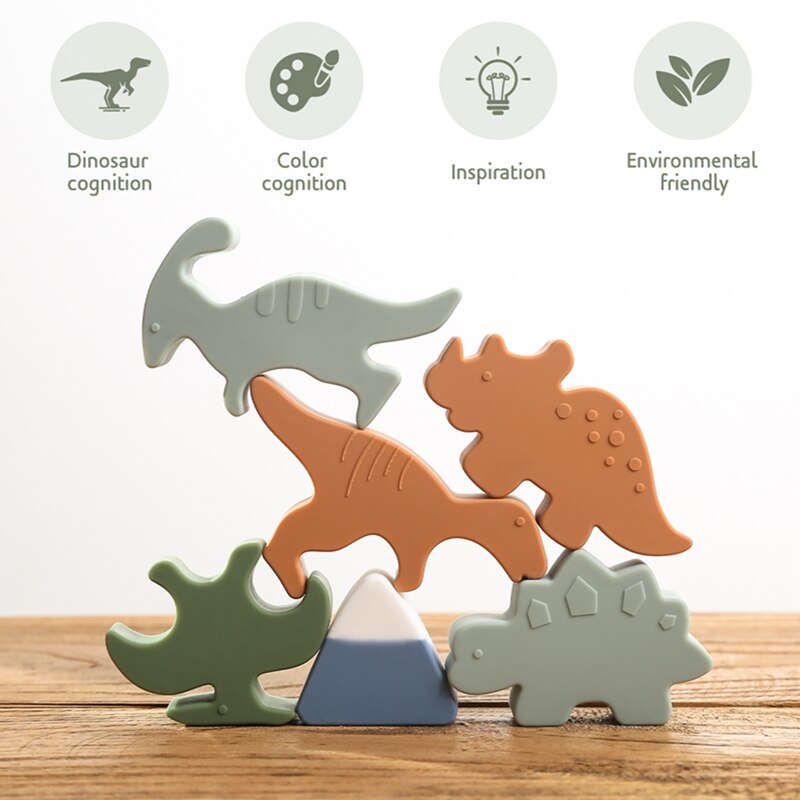 Silicone Dinosaur Cognitive 3D Puzzle Toys Montessori Educational Baby Toys Cognition Intelligence Puzzle Game - Provence Home Living Store