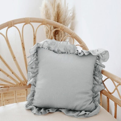 100% Pure Linen Ruffle Throw Pillowcases,Soft Comfortable Cushion Cover,Home Decor Sofa Pillows Cover,Living Room Couch Ornament - Provence Home Living Store