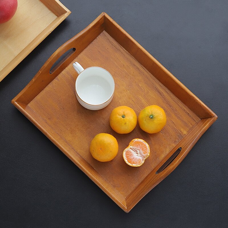 Bamboo Wooden Rectangular Tea Tray Solid Wood Tray Food Serving Tray Kung Fu Tea Cup Tray Wooden Hotel Dinner Plate Tableware - Provence Home Living Store