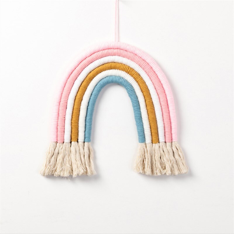 DIY Rope Woven Rainbow Wall Hanging Ornament INS Nordic Macrame Rianbow Tapestry Pendant Baby Kids Room Decoration Nursery Decor - Provence Home Living Store