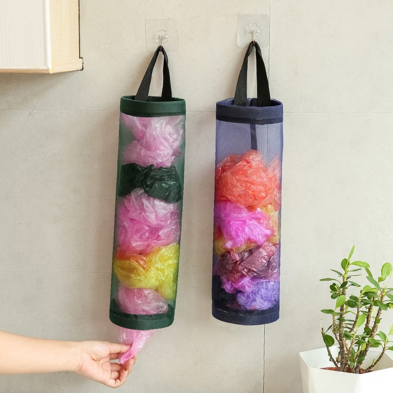 Home Trash Bag Hanging Storage Pouch Plastic Bags Organization Kitchen Dispenser Garbage Bags Wall Mounred Grocery Holder - Provence Home Living Store