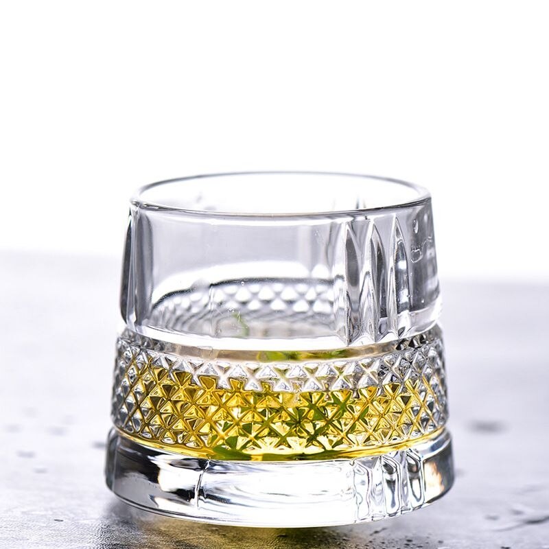 Whiskey Glass Creative Rotating Wine Glass Crystal Tumbler Beer Drinkware Old Fashioned Rocks Glasses Brandy Wine Cup - Provence Home Living Store