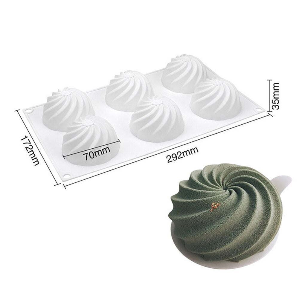 New 6 Cavity Spiral Ball Silicone Cake Mold For Cookies Making 3D Handmade Chiffon Desserts Baking Tools Decoration - Provence Home Living Store