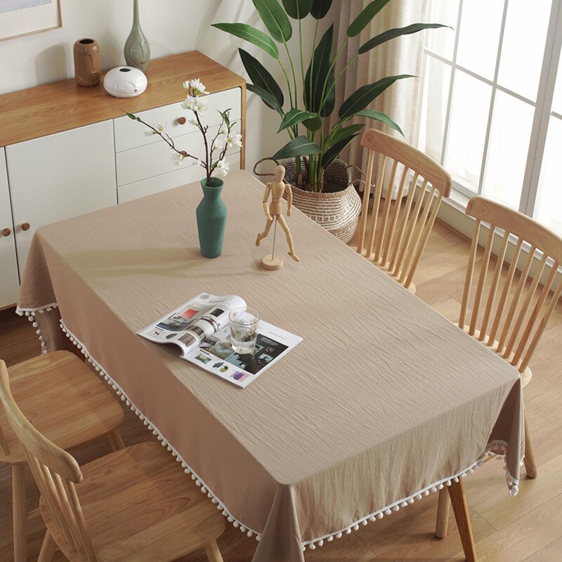 Tassels Stitching Cotton Fabric Table Cloth Washable Tablecloth for Christmas Party Dining Banquet Decoration Table Cover - Provence Home Living Store