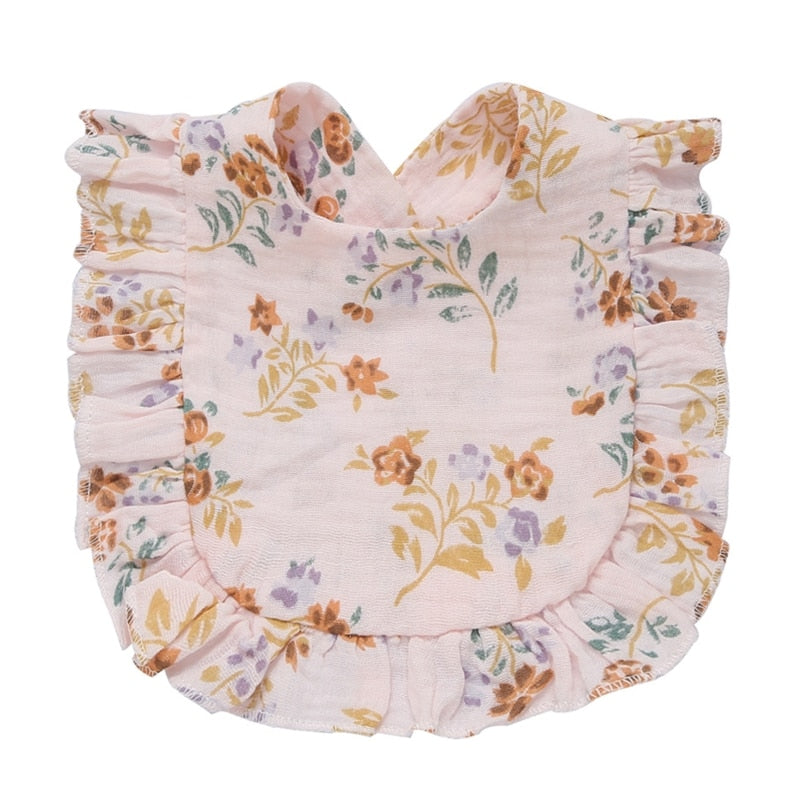 Cotton Gauze Baby Bib Newborn Feeding Bib Burp Cloths Floral Ruffle Boys Girls Nursing Saliva Towel Bandana Baby Accessories - Provence Home Living Store