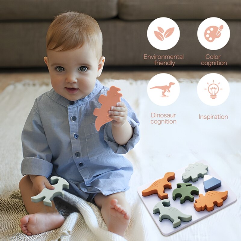 Silicone Dinosaur Cognitive 3D Puzzle Toys Montessori Educational Baby Toys Cognition Intelligence Puzzle Game - Provence Home Living Store