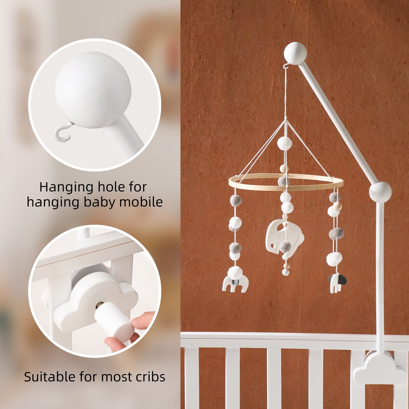 Baby Bed Bell Crib Mobile Rattle Toys Box Wooden Bed Bell Bracket Educational Toy Nordic Hanging Decor Accessories Gifts - Provence Home Living Store