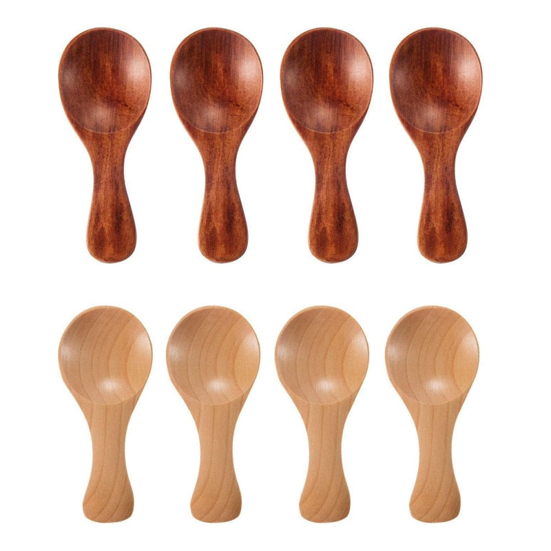 4Pcs Mini Wooden Spoons Small Kitchen Spice Condiment Spoon Sugar Tea Coffee Scoop Short Handle Wood Kids Spoon Kitchen Gadgets - Provence Home Living Store