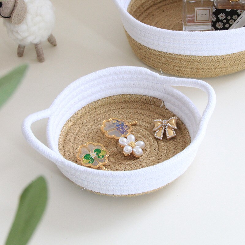 Nordic Woven Cotton Rope Storage Baskets Key Cosmetic Kids Toys Desktop Sundries Organizer Box Jute Dirty Clothes Laundry Basket - Provence Home Living Store