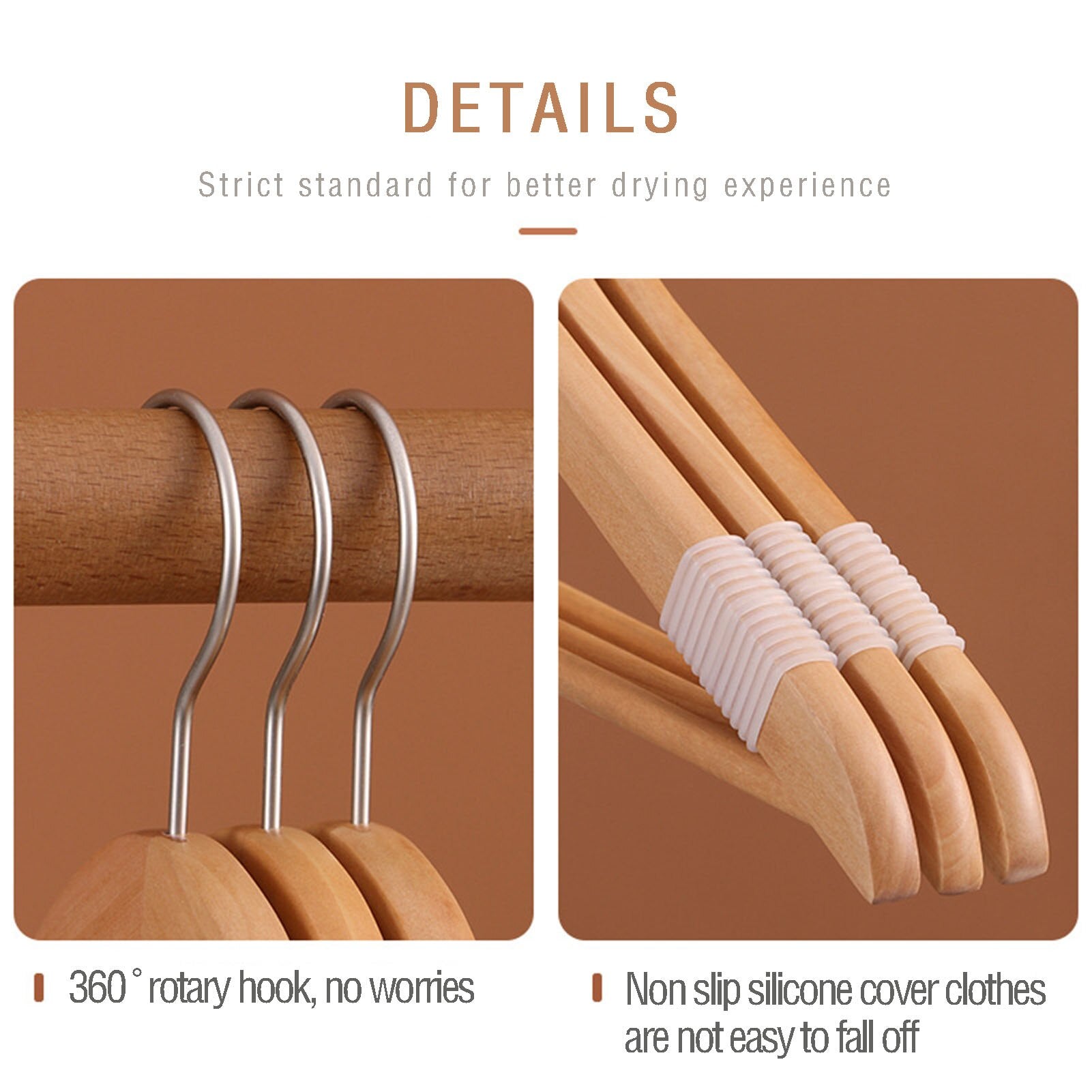 5pcs Solid Wood Hangers with Anti slip Design Durable Coat Hangers Household Suit Jeans Trousers Drying Hanger Storage Rack - Provence Home Living Store