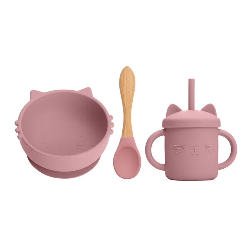 3PCS/Set Baby Silicone Sucker Bowl Plate Cup Spoon Sets Children Non-slip Tableware Baby Feeding Dishes BPA Free - Provence Home Living Store