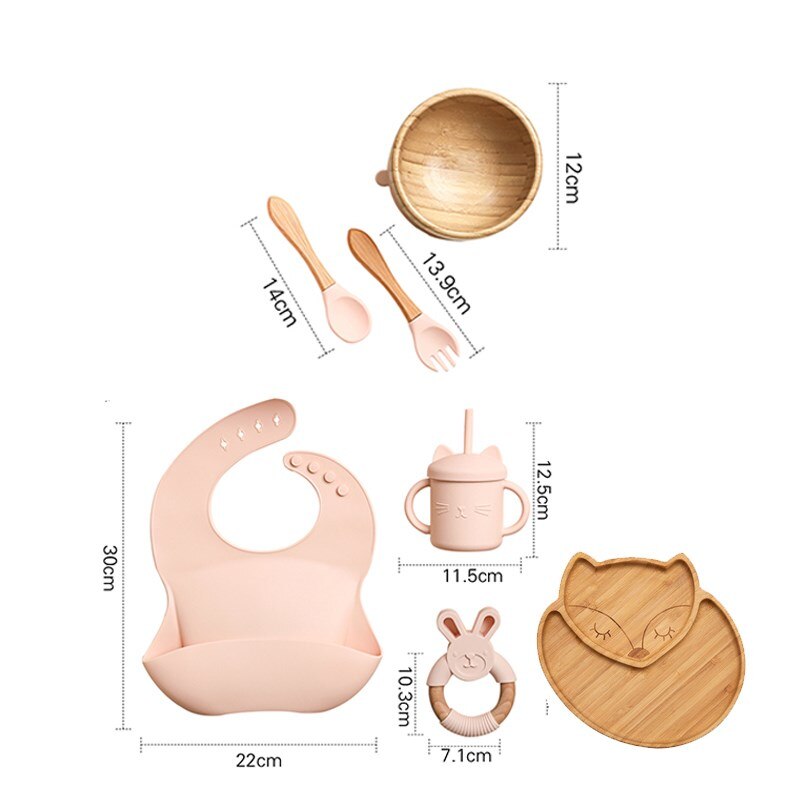 Silicone Baby Feeding Set Baby Feeding Supplies Kids Bamboo Dinnerware With Cup Children&#39;s Dishes Bowl Stuff Tableware Gifts Set - Provence Home Living Store