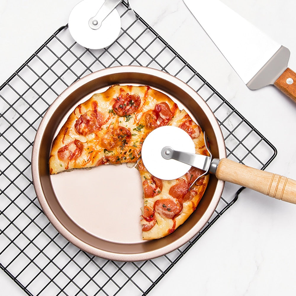 6/7/8Inch Gold Carbon Steel Pizza Trays Nonstick Round Baking Pan Dish Plate Bakewave Mould for Air Fryer Oven Kitchen Tools - Provence Home Living Store