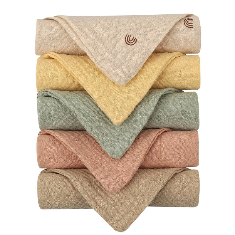 5 Pcs/set Soft Cotton Baby Face Towel Bath Towel Absorbent Gauze Newborn Burp Cloths Kids Washcloth Handkerchief Feeding Towel - Provence Home Living Store