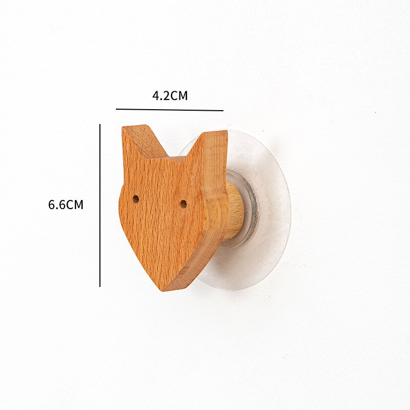 Nordic Wooden Wall Hook Cartoon Animal Solid Wood Hook Door Hanging Clothes Hanger Keys Organizer Home Decorative Sticky Hooks - Provence Home Living Store