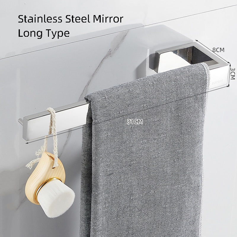 Stainless Steel Towel Storage Holder  Black Towel Rack Towel Hanger Bathroom Paper Holder Slipper Rack Storage Rack - Provence Home Living Store