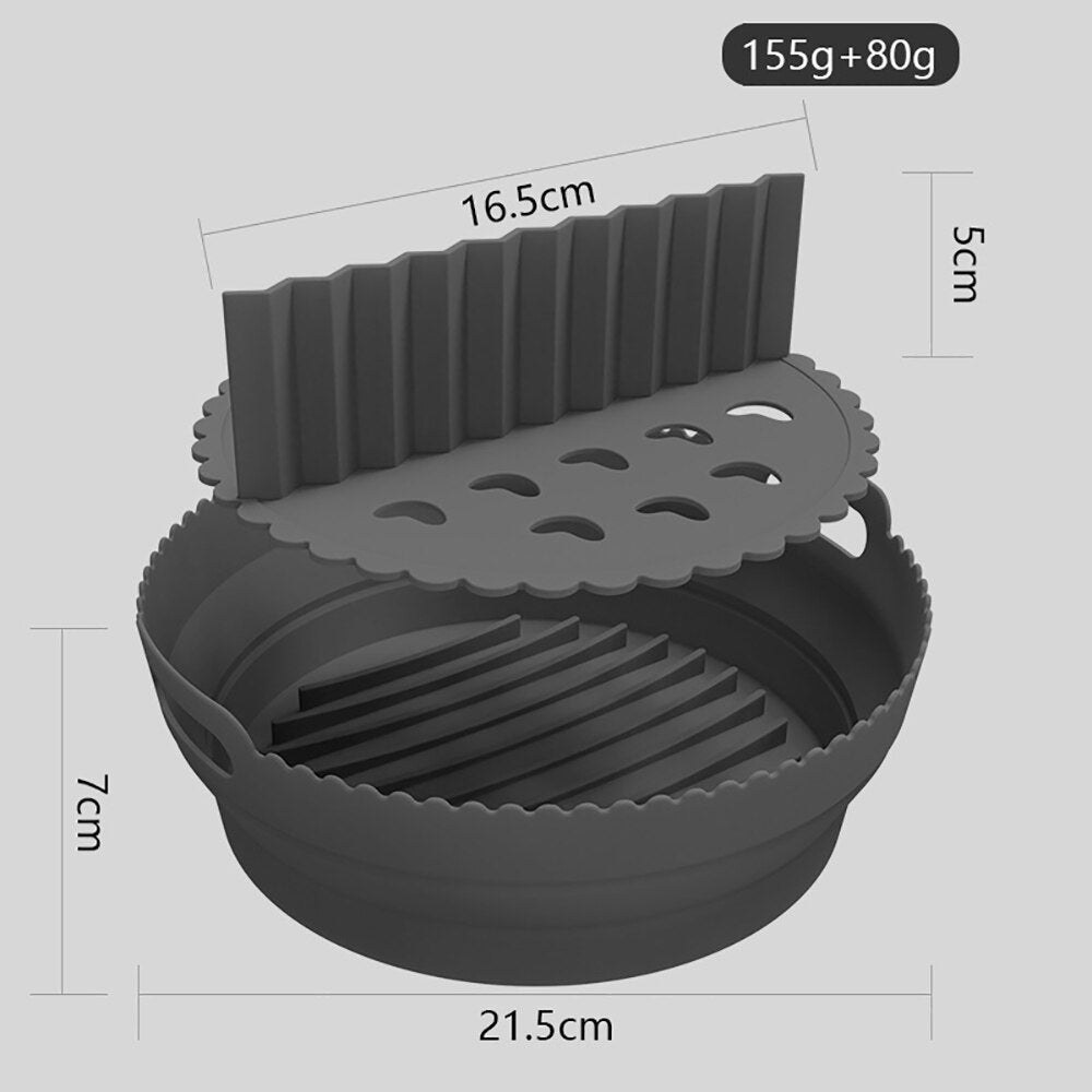 Air Fryer Silicone Basket With Divider 21.5 CM/8.5 Inch Round Reusable Foldable Non-Stick Air Fryer Mold Liner Accessories - Provence Home Living Store