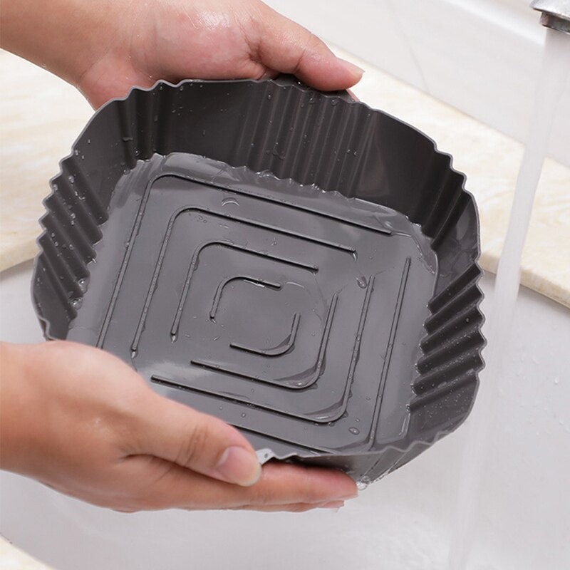 Silicone Basket Pot Tray Square Liner For Air Fryer Mat Oven SilAccessories Pan Baking Mold Pastry Bakeware Novel Shape Reusable - Provence Home Living Store