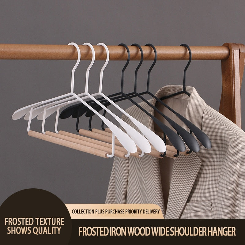 5pcs Matte Iron Hangers for Clothes with Wide Shoulder Design Coat Suit Trousers Clothing Organizer Wardrobe Storage Racks - Provence Home Living Store