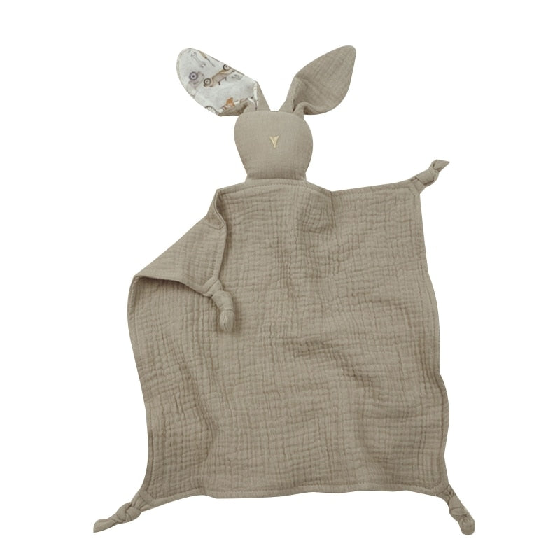 Soft Cotton Muslin Baby Bib Stuffed Rabbit Doll Newborn Appease Towel Security Blanket Baby Sleeping Cuddling Towel Facecloth - Provence Home Living Store