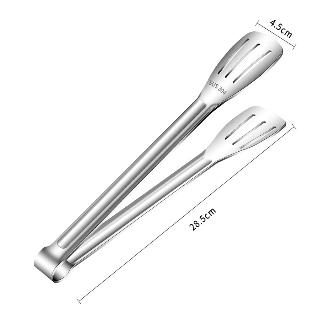 7/9/12inch Stainless Steel Food Clip BBQ Grill Steak Food Clip Silicone Non-slip Handle Bread Tong Kitchen Baking Tools - Provence Home Living Store