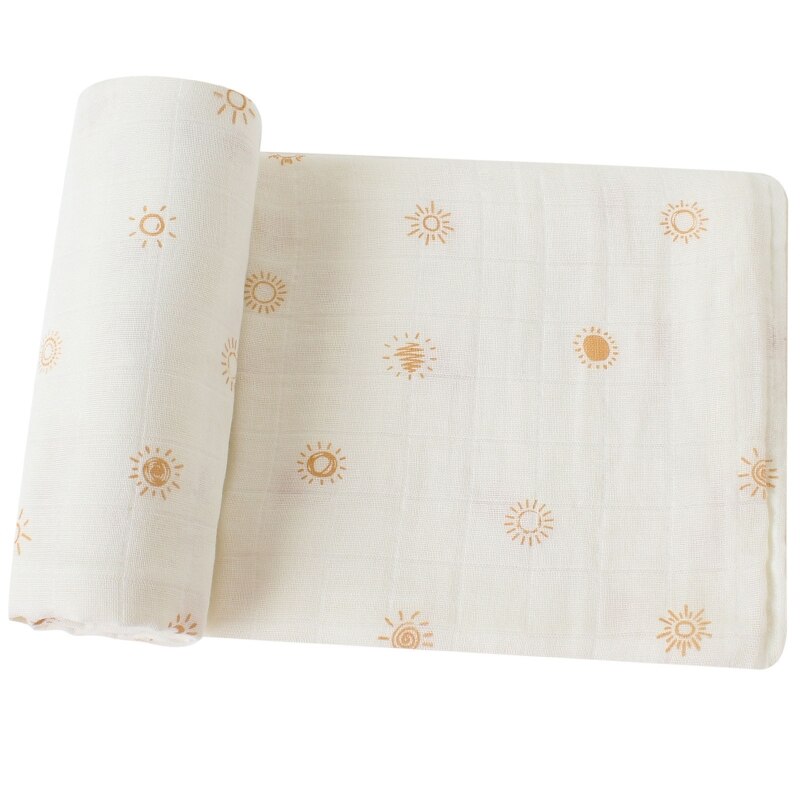 Pure Cotton Newborn Muslin Swaddle Blanket  Flower Print Baby Blanket Double Layers Super Soft Kids Swaddle Wrap Quilt Bedding - Provence Home Living Store