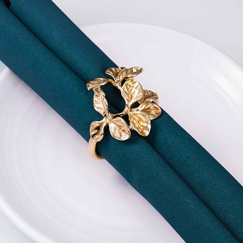 Chic Metal Iron Napkin Rings for Wedding Table Decoration Embellishments Maple Leaf Buckle Gold Mariage Napkin Holder Mariage - Provence Home Living Store