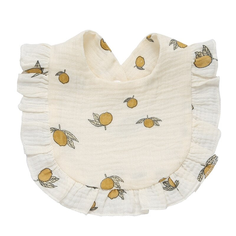 Cotton Gauze Baby Bib Newborn Feeding Bib Burp Cloths Floral Ruffle Boys Girls Nursing Saliva Towel Bandana Baby Accessories - Provence Home Living Store