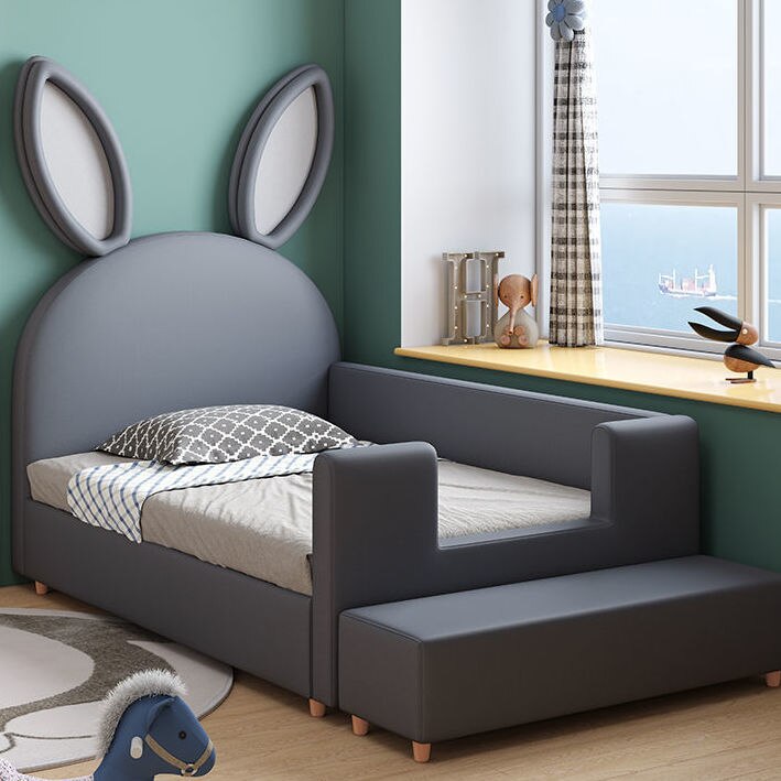 Little Rabbit Children&#39;s Bed Solid Wood Splice Bed with Wide Edge Bed Room Bed Princess Bed with Guardrail Single Bed - Provence Home Living Store