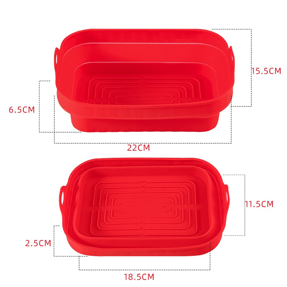 Collapsible Air Fryer Silicone Tray Rectangle Oven Baking Tray Basket Reusable Liner Insert Dish For Ninja AirFryer Accessories - Provence Home Living Store