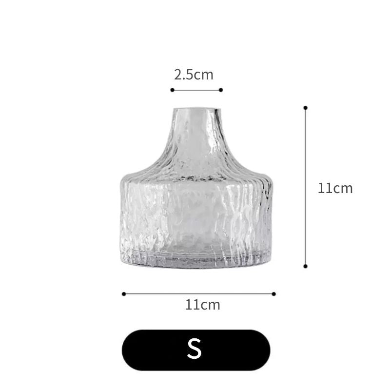 Glass Vase Glacier Texture Flower Vase Transparent Hydroponic Vase Living Room Decoration Terrarium Creative Home Decor - Provence Home Living Store