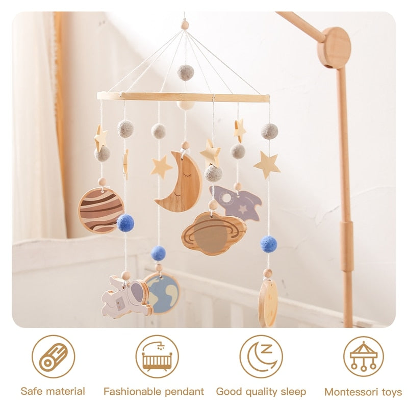 Baby Bed Bell Wood Mobile Toddler Rattles Toys Crib Bell Rattles Boho Style Kids Musical Toys 0-12 Months For Baby Newborn Gifts - Provence Home Living Store