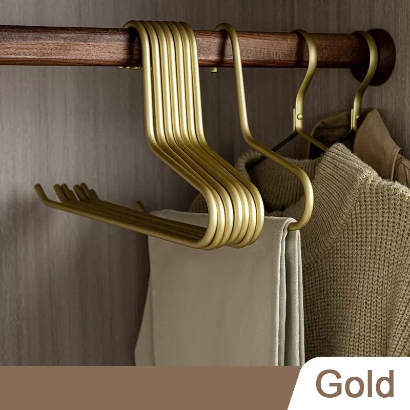 5pcs Non-Slip Pants Rack Trouser Drying Hangers Gold/Sliver Solid Metal Open Ended Pant Storage Space Saver Wardrobe Organzier - Provence Home Living Store