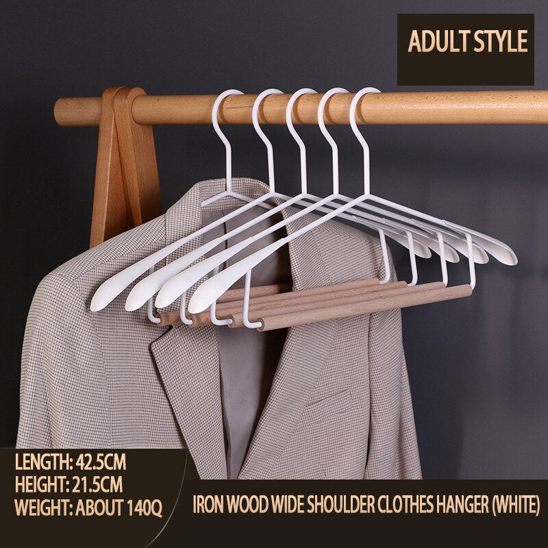 5pcs Matte Iron Hangers for Clothes with Wide Shoulder Design Coat Suit Trousers Clothing Organizer Wardrobe Storage Racks - Provence Home Living Store