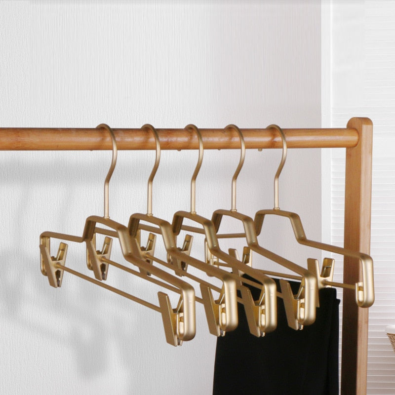 5pcs Clothes Hanger High Quality Aluminum Alloy Trousers Hangers with Clips Multifunctional Wardrobe Organizer Storage Racks - Provence Home Living Store