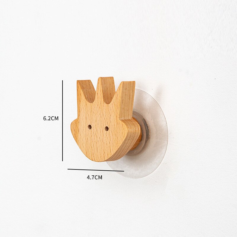 Nordic Wooden Wall Hook Cartoon Animal Solid Wood Hook Door Hanging Clothes Hanger Keys Organizer Home Decorative Sticky Hooks - Provence Home Living Store