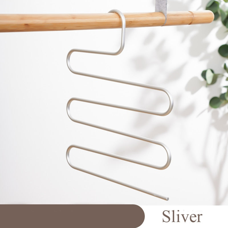 5 Layers Clothes Hangers S Shape Aluminum alloy Pants Storage Hangers Clothes Storage Rack Multilayer Trousers Organizer Hanger - Provence Home Living Store