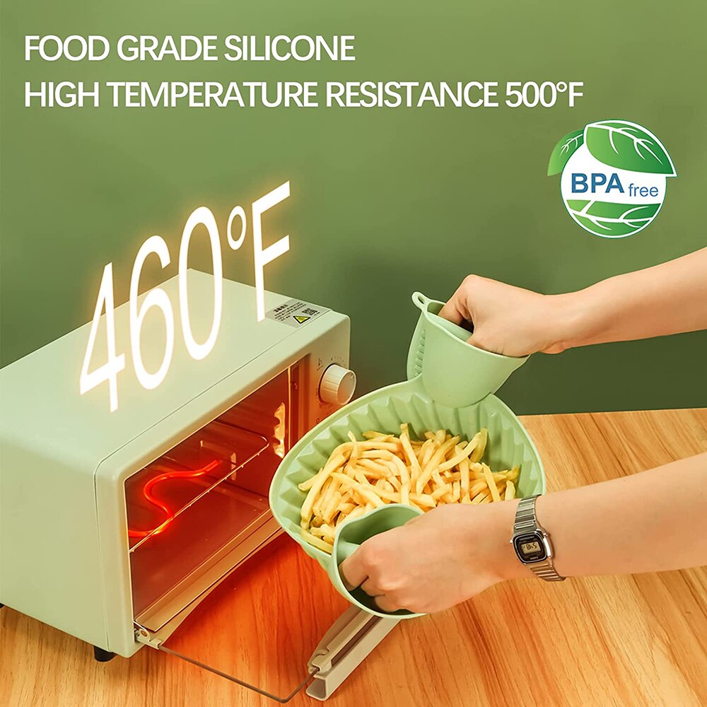 Air Fryer Silicone Basket Thicken Non-stick Round Silicone Pot Oven Baking Tray Fried Chicken Pizza Mat Airfryer Accessories - Provence Home Living Store