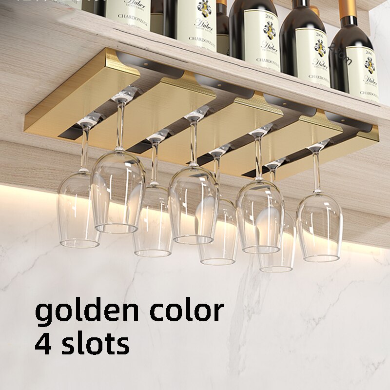 Stainless Steel Wine Glass Holder Hanging Plug-in Drinking Goblet Cup Holder With 5 Slots Creative Hanging Cup Kitchen Holders - Provence Home Living Store