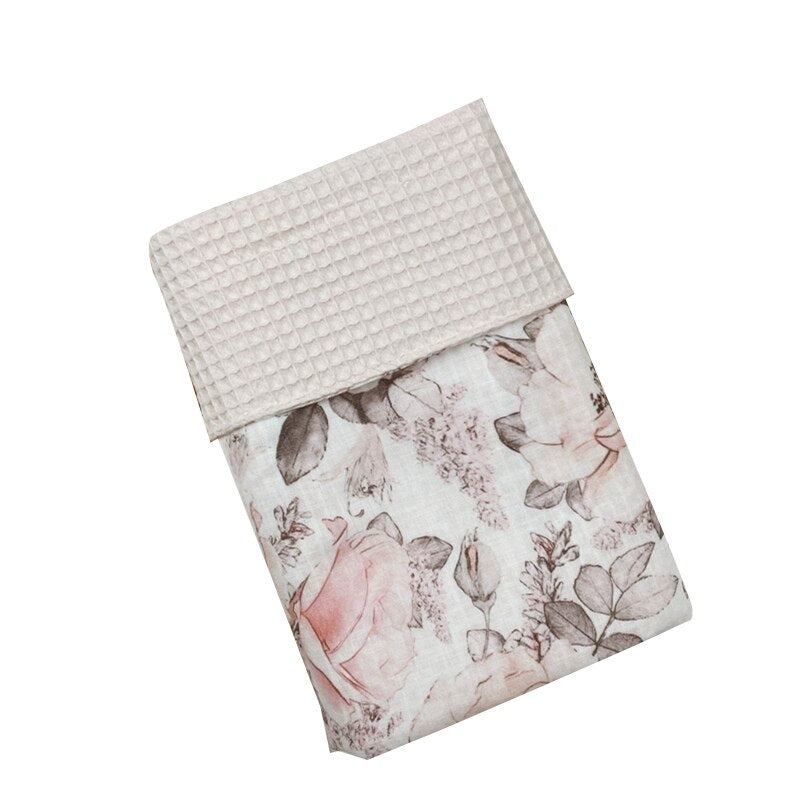 Soft Cotton Muslin Waffle Baby Blanket Floral Newborn Swaddle Blanket for Infant Swaddling Receiving Wrap Breastfeeding Towel - Provence Home Living Store