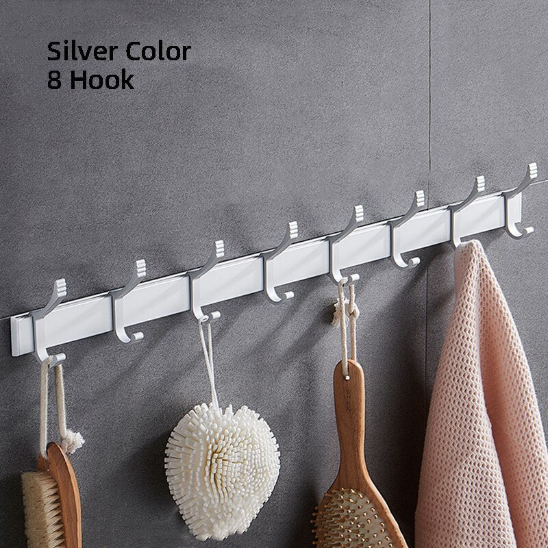 Movable Robe Hook Wall Towel Rack Bathroom Aluminum Coat Clothes Hanger Black Shower Holder Living Room Kitchen Accessories - Provence Home Living Store