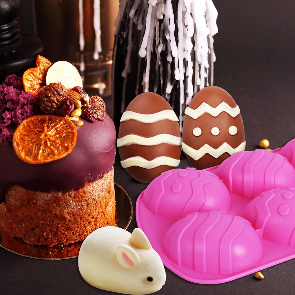 6 Cavity Easter Silicone Mold Non-stick Easter Egg Shaped Cake Molds Chocolate Mold DIY Baking Moulds for Easter Party Decor - Provence Home Living Store