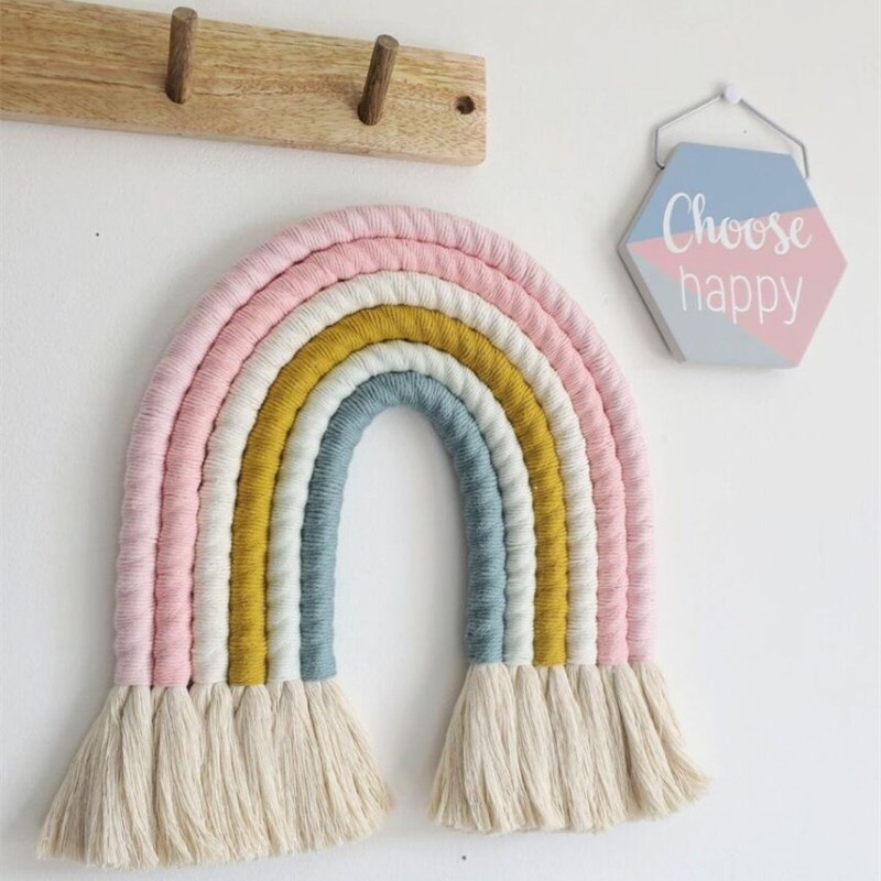 DIY Rope Woven Rainbow Wall Hanging Ornament INS Nordic Macrame Rianbow Tapestry Pendant Baby Kids Room Decoration Nursery Decor - Provence Home Living Store