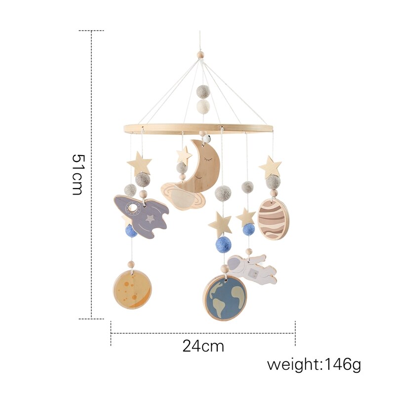 Baby Bed Bell Wood Mobile Toddler Rattles Toys Crib Bell Rattles Boho Style Kids Musical Toys 0-12 Months For Baby Newborn Gifts - Provence Home Living Store