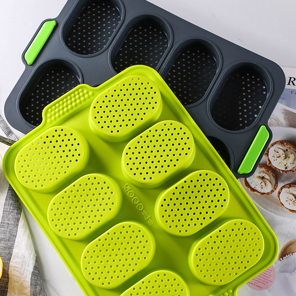 8 Hole Non-Stick Silicone Cake Mold French Bread Mould Heat Resistant Burger Muffin Pan Tray Cupcake Kitchen DIY Cake Tools - Provence Home Living Store