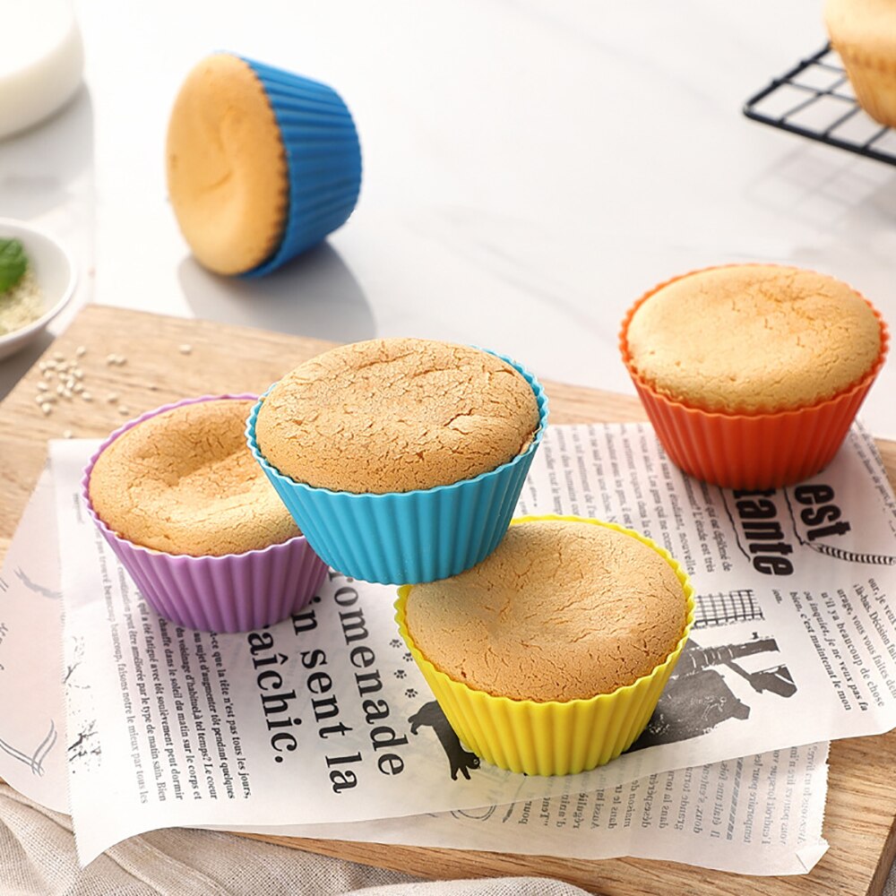 6pcs/set Silicone Cake Mold Round Muffin Cupcake Baking Molds Reusable DIY Cake Decorating Tools Kitchen Cooking Bakeware Maker - Provence Home Living Store