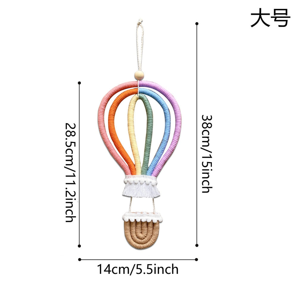 INS Nordic Woven Hot Air Balloon Wall Hanging Ornaments Macrame Rianbow Tapestry Pendant Baby Kids Room Decoration Nursery Decor - Provence Home Living Store