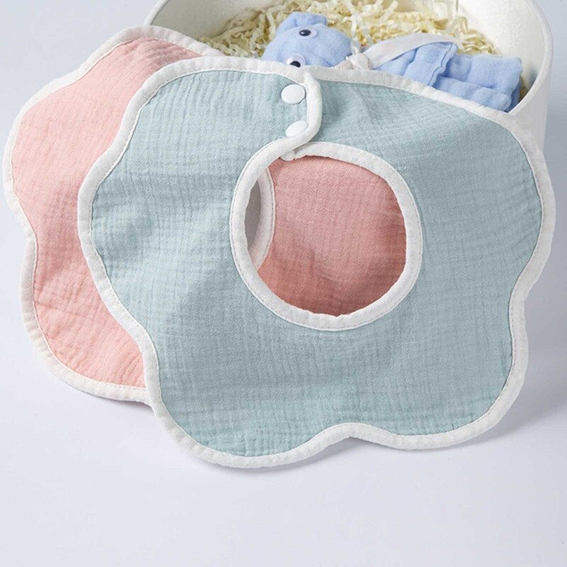 360 Degree Rotation Newborn Burp Cloth Solid Color Baby Flower Shape Feeding Bib Pure Cotton Adjustable Saliva Towel Apron Bibs - Provence Home Living Store