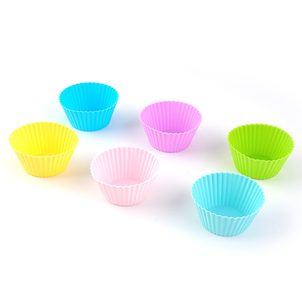 6pcs/set Silicone Cake Mold Round Muffin Cupcake Baking Molds Reusable DIY Cake Decorating Tools Kitchen Cooking Bakeware Maker - Provence Home Living Store